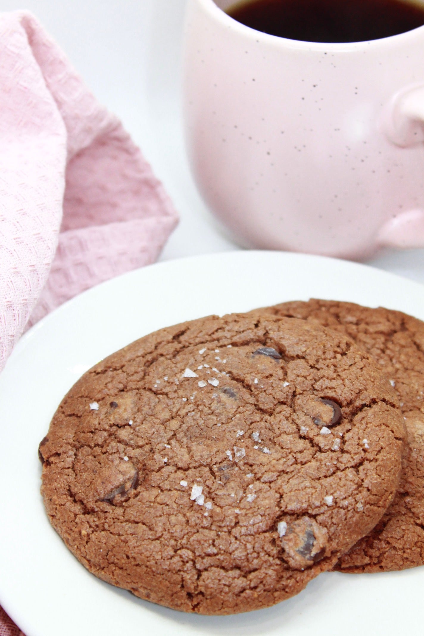 Gluten free double chocolate cookies with sea salt